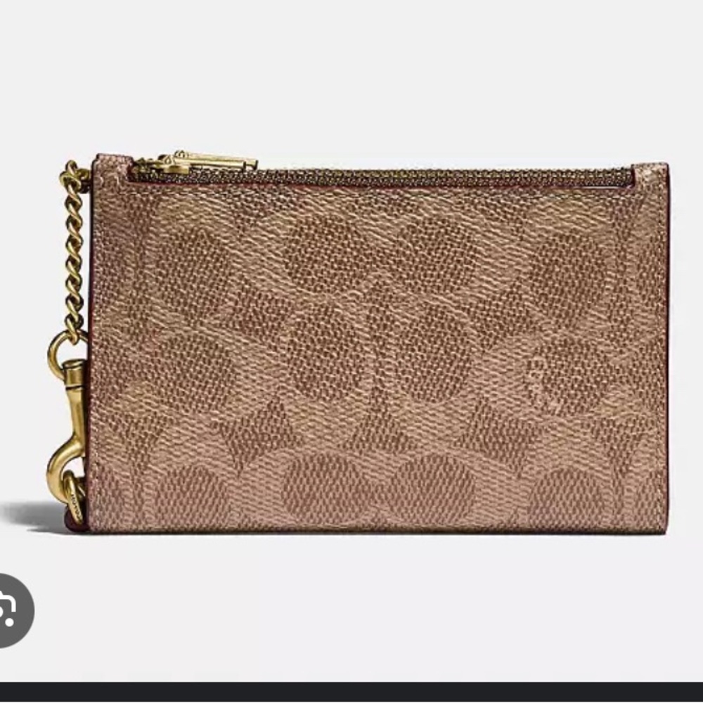 Coach Zip Chain card case in signature coated canvas